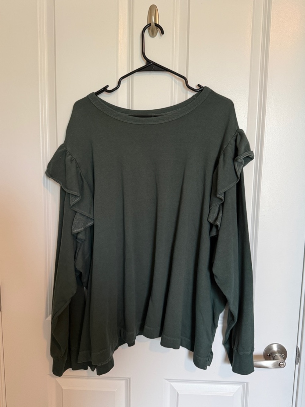 Old Navy Dark Green Ruffle Long-Sleeve Sweatshirt